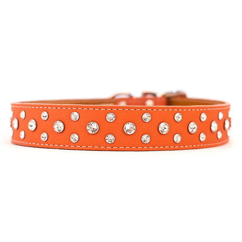 Swarovski Crystallized Tuscan Leather Dog Collar – Durable Soft Interior – Made in USA Quality Craftsmanship Auburn Leathercrafters  item