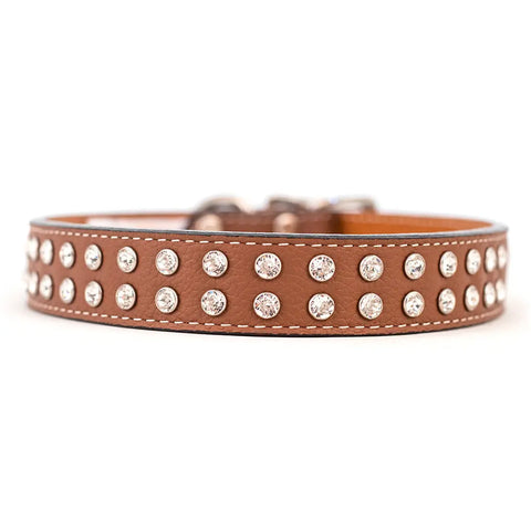 Swarovski Crystallized Tuscan Leather Dog Collar – Durable Soft Interior – Made in USA Quality Craftsmanship Auburn Leathercrafters  item