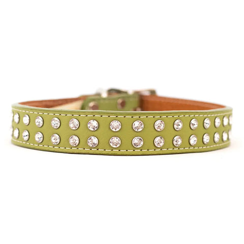 Swarovski Crystallized Tuscan Leather Dog Collar – Durable Soft Interior – Made in USA Quality Craftsmanship Auburn Leathercrafters  item