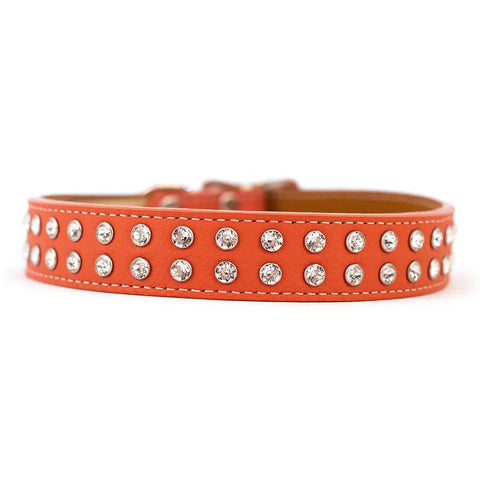 Swarovski Crystallized Tuscan Leather Dog Collar – Durable Soft Interior – Made in USA Quality Craftsmanship Auburn Leathercrafters  item