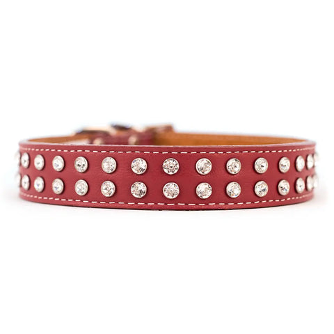 Swarovski Crystallized Tuscan Leather Dog Collar – Durable Soft Interior – Made in USA Quality Craftsmanship Auburn Leathercrafters  item