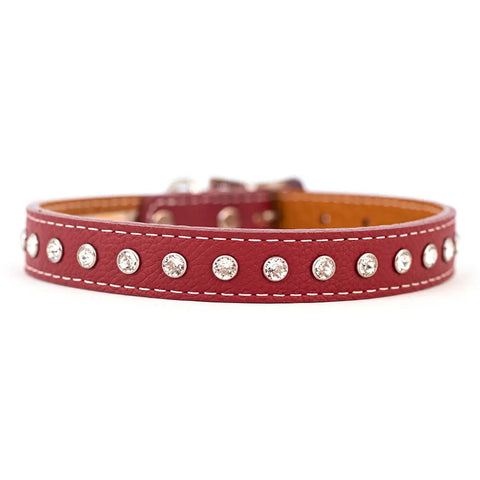 Swarovski Crystallized Tuscan Leather Dog Collar – Durable Soft Interior – Made in USA Quality Craftsmanship Auburn Leathercrafters  item