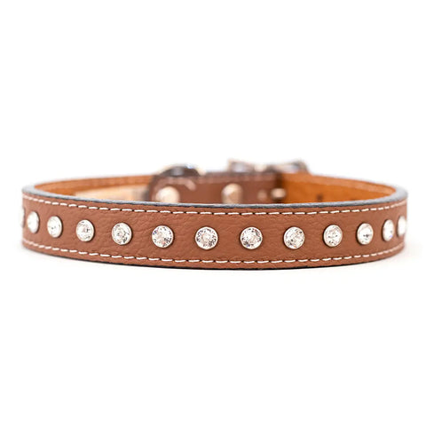 Swarovski Crystallized Tuscan Leather Dog Collar – Durable Soft Interior – Made in USA Quality Craftsmanship Auburn Leathercrafters  item