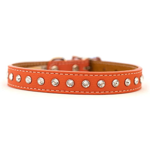 Swarovski Crystallized Tuscan Leather Dog Collar – Durable Soft Interior – Made in USA Quality Craftsmanship Auburn Leathercrafters  item