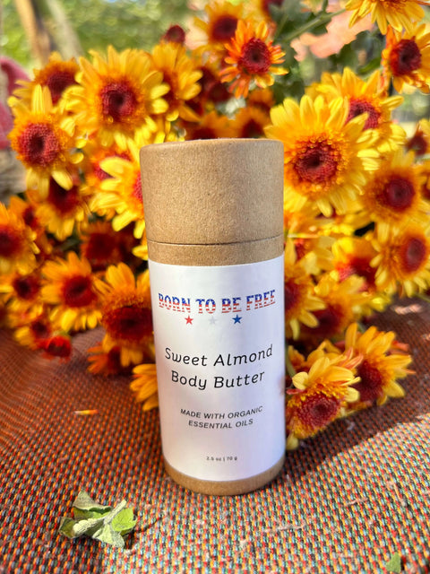 Sweet Almond Body Butter Stick 2.5 oz – Natural Skin Moisturizer with Grass-Fed Tallow & Beeswax | Made in USA Born to be Free  Moisturizer