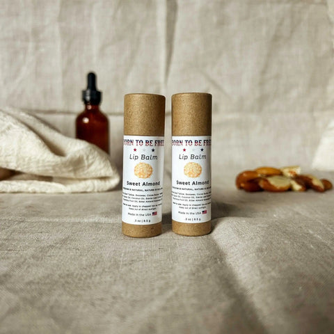 Sweet Almond Lip Balm – Natural Hydration with Grass-Fed Beef Tallow and Beeswax | Made in USA Born to be Free  Lip Balm