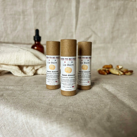 Sweet Almond Lip Balm – Natural Hydration with Grass-Fed Beef Tallow and Beeswax | Made in USA Born to be Free  Lip Balm