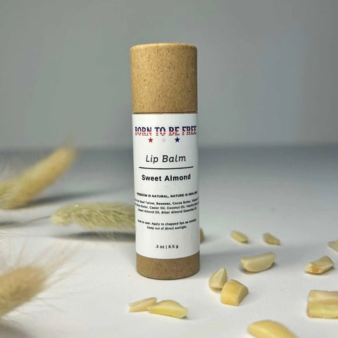 Sweet Almond Lip Balm – Natural Hydration with Grass-Fed Beef Tallow and Beeswax | Made in USA Born to be Free  Lip Balm