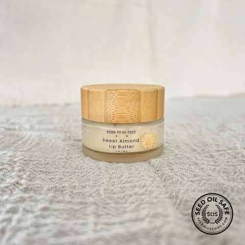Sweet Almond Lip Butter – Nourishing Natural Lip Balm with Grass-Fed Beef Tallow | Made in USA Born to be Free  Lip Butter