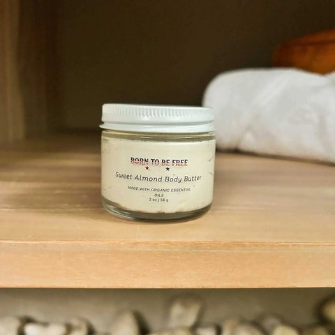 Sweet Almond Whipped Body Butter 8oz – Deep Hydration Moisturizer – Born To Be Free | Made in USA Born to be Free  Body Butter
