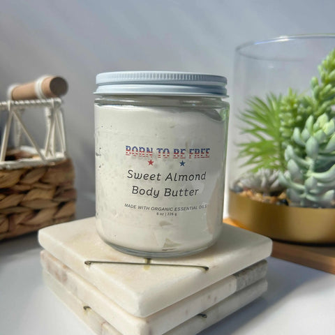 Sweet Almond Whipped Body Butter 8oz – Deep Hydration Moisturizer – Born To Be Free | Made in USA Born to be Free  Body Butter