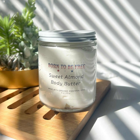 Sweet Almond Whipped Body Butter 8oz – Deep Hydration Moisturizer – Born To Be Free | Made in USA Born to be Free  Body Butter
