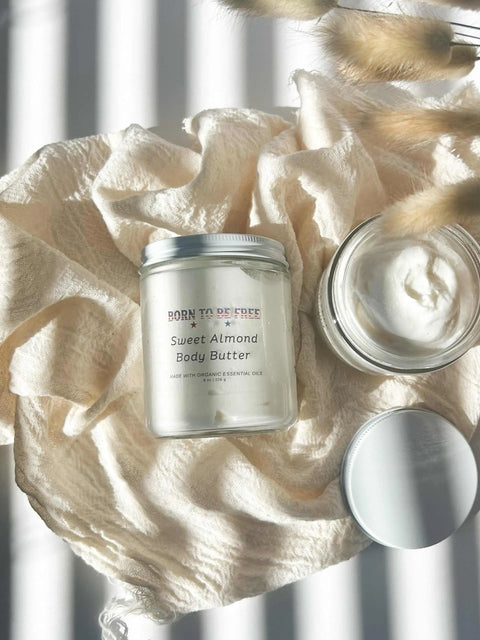 Sweet Almond Whipped Body Butter 8oz – Deep Hydration Moisturizer – Born To Be Free | Made in USA Born to be Free  Body Butter