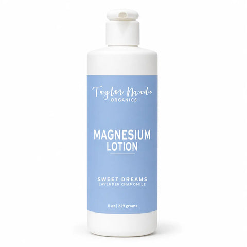 Sweet Dreams Organic Magnesium Lotion 8oz – Soothing Bedtime Skin Moisturizer | Made in USA Taylor Made Organics  therapeutic lotion