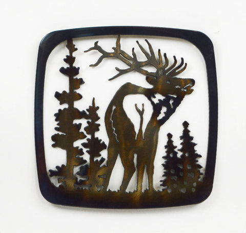 Rustic Elk Silhouette Metal Trivet – Handmade Kitchen Hot Plate with Forest Design | Made in USA Knights Home Decor  item