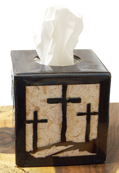 Religious Prayer Design Tissue Box Cover – Calvary Cross Symbol Home Decor | Made in USA Knights Home Decor  item