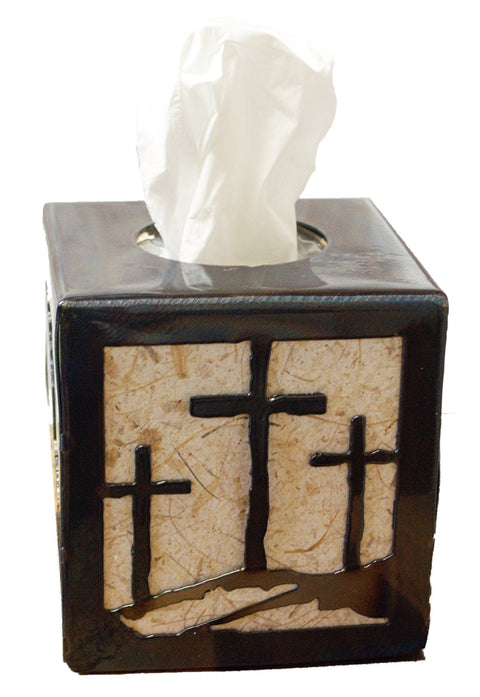 Religious Prayer Design Tissue Box Cover – Calvary Cross Symbol Home Decor | Made in USA Knights Home Decor  item
