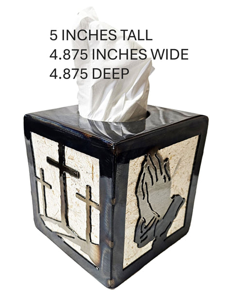 Religious Prayer Design Tissue Box Cover – Calvary Cross Symbol Home Decor | Made in USA Knights Home Decor  item