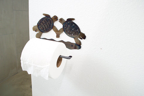 Coastal Swimming Sea Turtle Toilet Paper Holder – Handcrafted Steel Bathroom Accessory | Made in USA Knights Home Decor  item