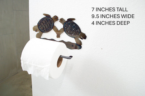 Coastal Swimming Sea Turtle Toilet Paper Holder – Handcrafted Steel Bathroom Accessory | Made in USA Knights Home Decor  item