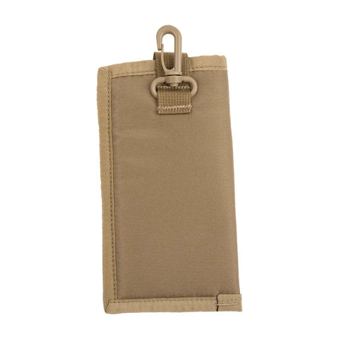 The MIS Tactical Key Strap Set in Coyote Tan features a rectangular MIL-SPEC nylon webbing pouch with reinforced edges and a top plastic clip for attachment, shown against a white background.