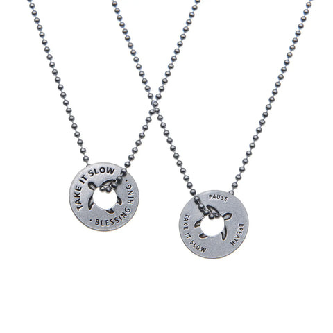 Take It Slow Blessing Ring Charm – Recycled Pewter Turtle Token | Made in USA Motivational Gift Whitney Howard Designs  Blessing Ring