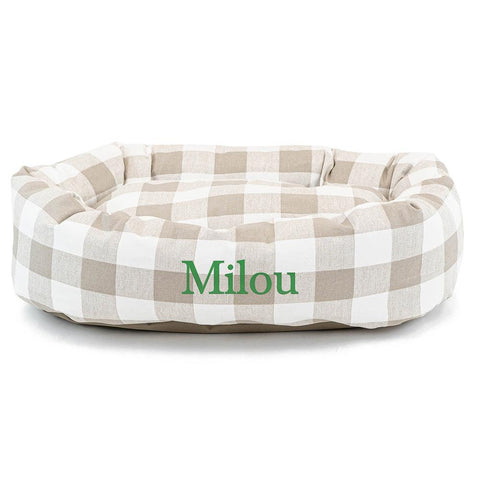 Anderson Check Personalized Dog Bed – Cozy Sherpa Center – Handmade in USA Majestic Pet 
