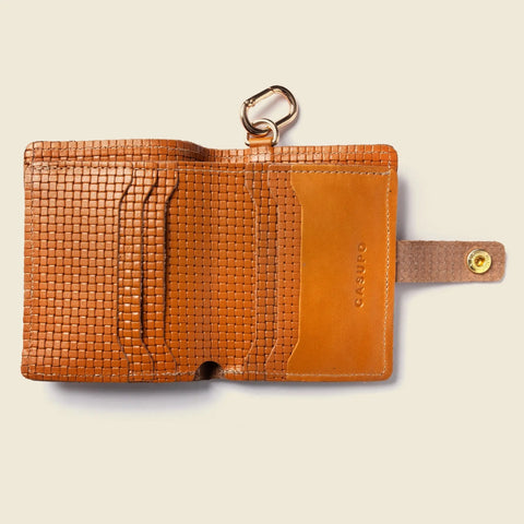 Tan Leather Wallet With Snap Closure – 4x3.5 Inch | Handmade in USA CASUPO  Small Bifold