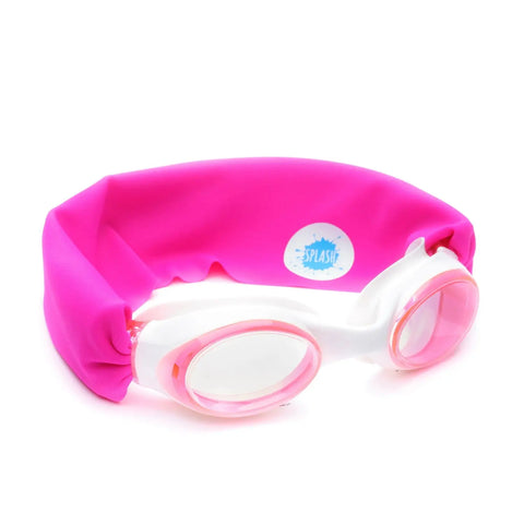Tangle-Free Pretty in Pink Swim Goggles – One Size Fits Kids to Adults | Anti-Fog, Shatter Resistant | Assembled in USA Splash Place  Swim Goggles
