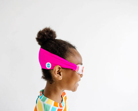 Tangle-Free Pretty in Pink Swim Goggles – One Size Fits Kids to Adults | Anti-Fog, Shatter Resistant | Assembled in USA Splash Place  Swim Goggles