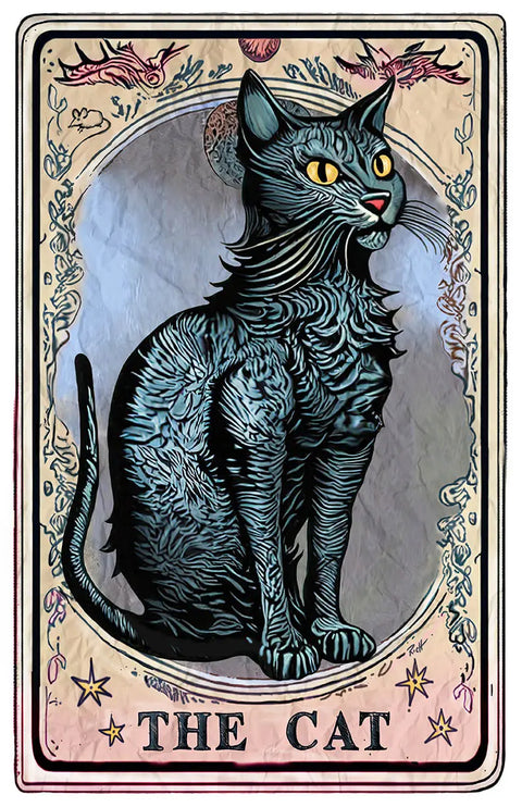 Tarot Cat Art Poster 11x17 Inch – Mystical Wall Décor by Rich Jackson | Made in USA Skinny Pete's Gourmet Catnip  Art