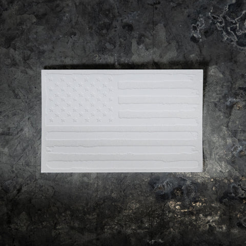 White Tattered American Flag Window Decal 5.36 x 3.42 Inch – Patriotic Car Sticker | Made in USA Proudly USA  Sticker