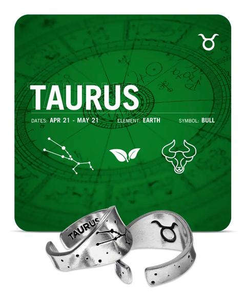 Taurus Zodiac Ring 15mm – Handcrafted Recycled Pewter Astrological Jewelry | Made in USA Whitney Howard Designs  Zodiac Rings