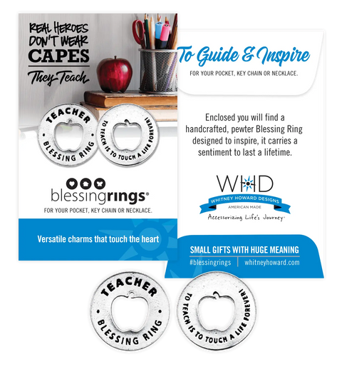 Teacher Blessing Ring Charm – Recycled Pewter Keepsake Apple Token | Made in USA Whitney Howard Designs  Blessing Ring