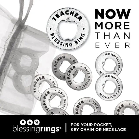 Teacher Blessing Ring Charm – Recycled Pewter Keepsake Apple Token | Made in USA Whitney Howard Designs  Blessing Ring