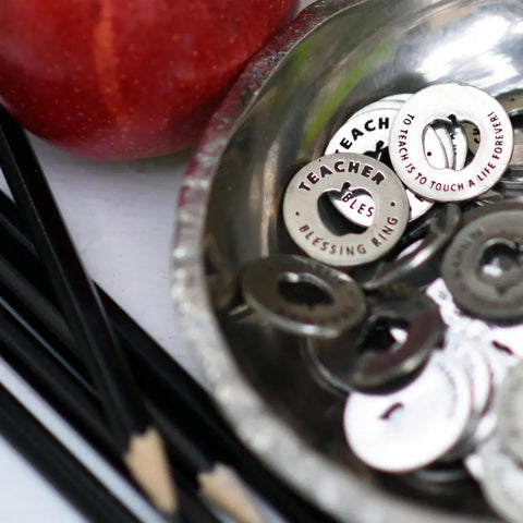 Teacher Blessing Ring Charm – Recycled Pewter Keepsake Apple Token | Made in USA Whitney Howard Designs  Blessing Ring