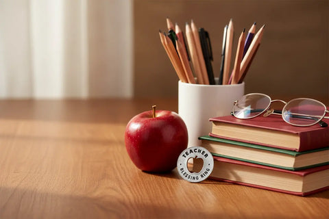 Teacher Blessing Ring Charm – Recycled Pewter Keepsake Apple Token | Made in USA Whitney Howard Designs  Blessing Ring