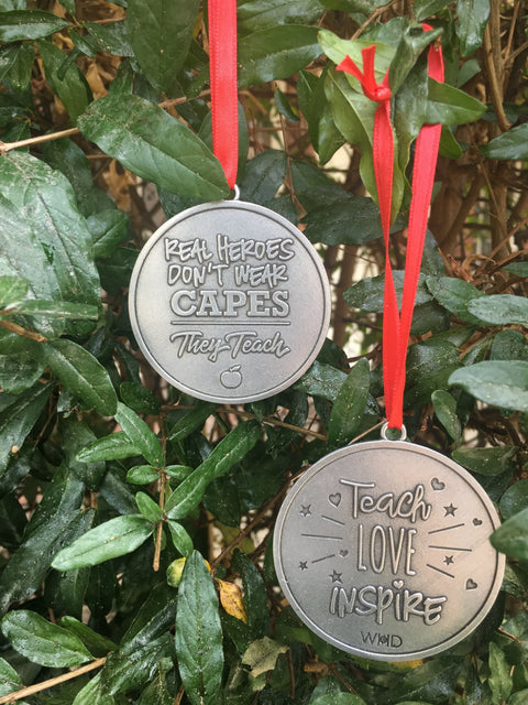 Teacher Love Inspire Holiday Ornament – Handcrafted Recycled Pewter – Inspirational Educator Gift | Made in USA Whitney Howard Designs  Ornaments