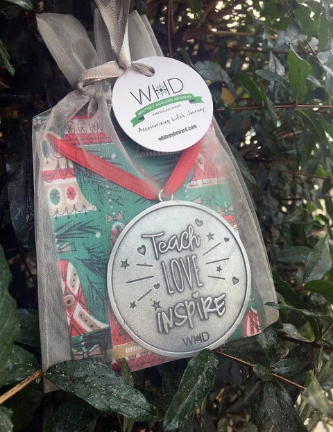 Teacher Love Inspire Holiday Ornament – Handcrafted Recycled Pewter – Inspirational Educator Gift | Made in USA Whitney Howard Designs  Ornaments