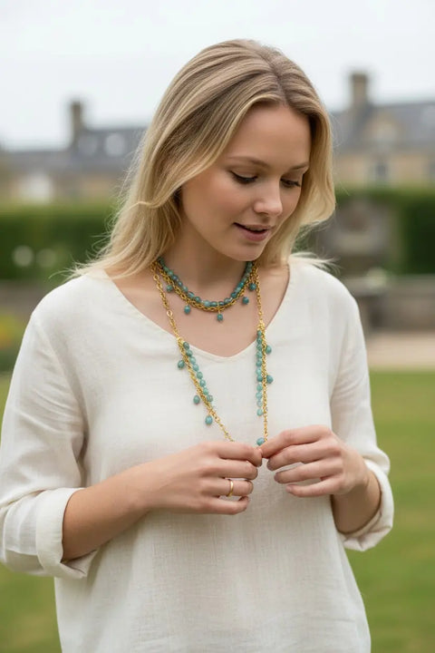 Teal Apatite Gemstone Statement Necklace (Adjustable) Michelle Marie Boutique  Necklace