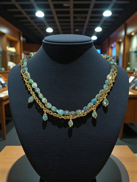 Teal Apatite Gemstone Statement Necklace (Adjustable) Michelle Marie Boutique  Necklace