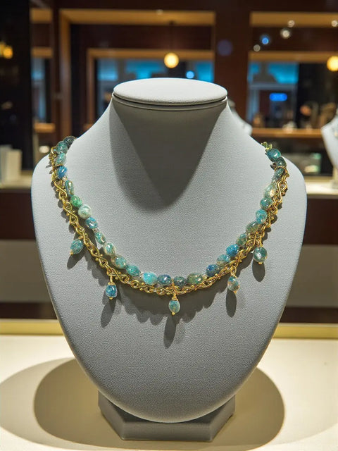 Teal Apatite Gemstone Statement Necklace (Adjustable) Michelle Marie Boutique  Necklace
