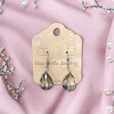 Teardrop Crystal Dangle Earrings – Lightweight Sterling Silver Jewelry – Hypoallergenic Gift | Made in USA Michelle Marie Boutique  Earrings