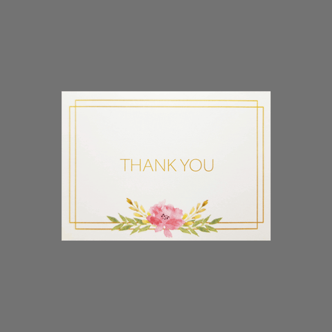 Pack of 8 Thank You Cards – Pink Floral Design With Gold Border | Made in USA JuLu Cards  Thank You Cards