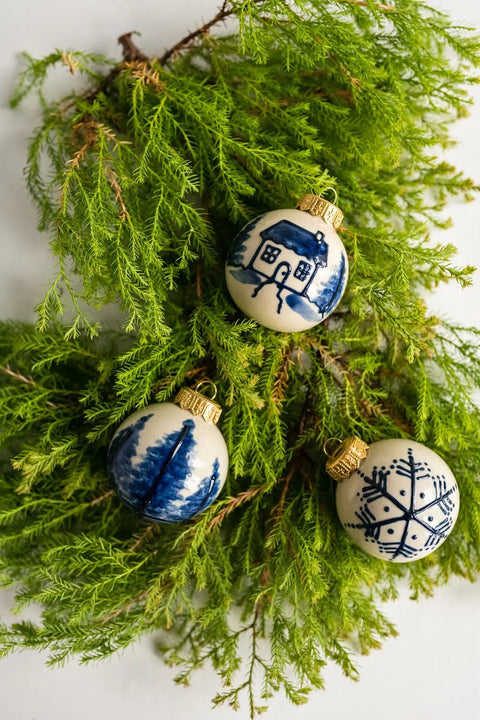 The Hand-Painted Ceramic Ornament Set of 3 Millstream Home  Pottery 90.00 Hand-Painted