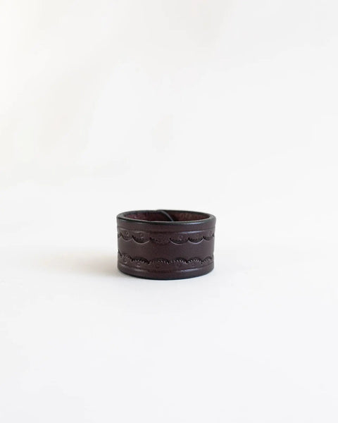 The Hand Stamped Leather Napkin Ring Fishers Harness  Kitchen + Dining