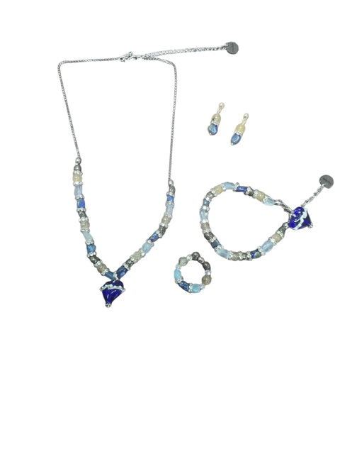 The Hope Collection Gemstone Jewelry | Lapis & Aquamarine Sterling Silver Cancer Charity Jewelry Set | Sterling Silver Michelle Marie Boutique  Jewelry Sets