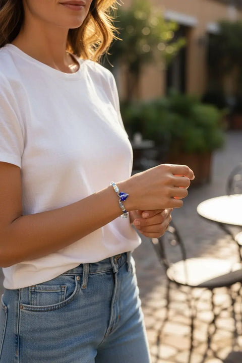 The Hope Collection Gemstone Jewelry | Lapis & Aquamarine Sterling Silver Cancer Charity Jewelry Set | Sterling Silver Michelle Marie Boutique  Jewelry Sets