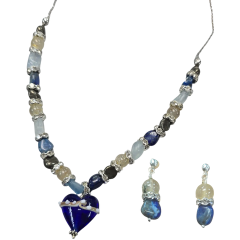 The Hope Collection Gemstone Jewelry | Lapis & Aquamarine Sterling Silver Cancer Charity Jewelry Set | Sterling Silver Michelle Marie Boutique  Jewelry Sets