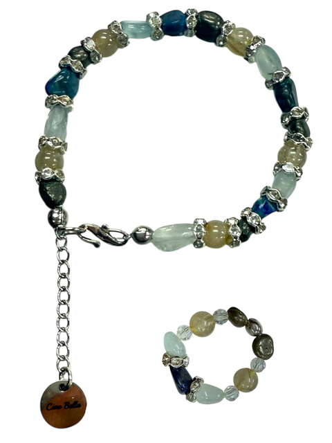 The Hope Collection Gemstone Jewelry | Lapis & Aquamarine Sterling Silver Cancer Charity Jewelry Set | Sterling Silver Michelle Marie Boutique  Jewelry Sets